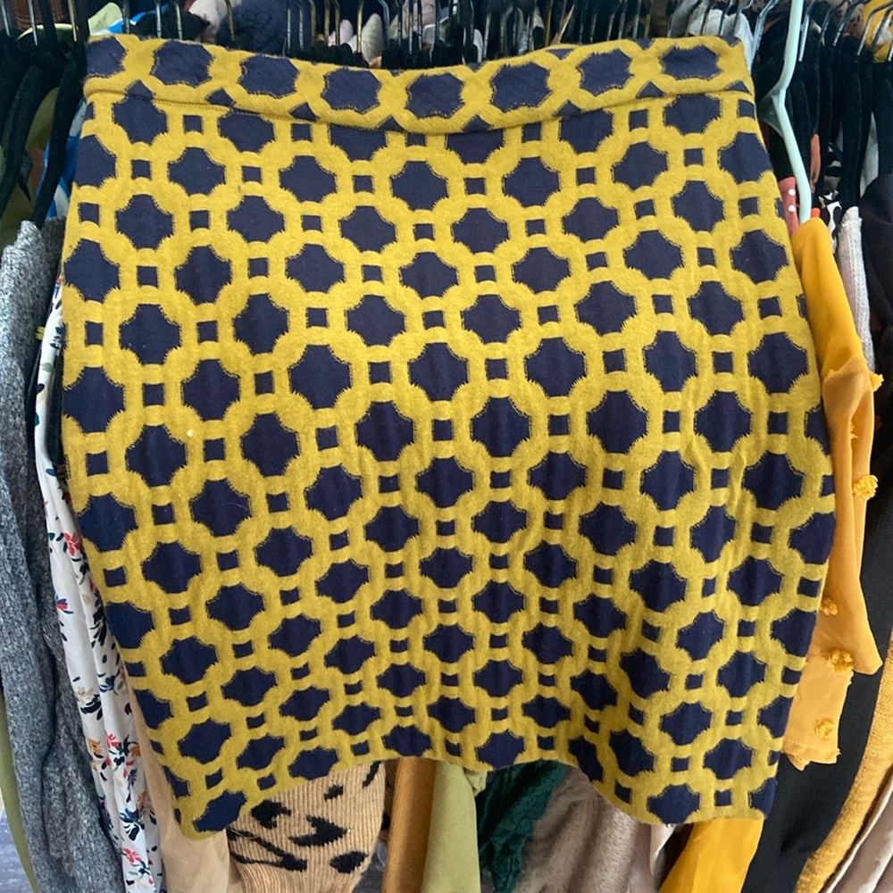 Anthropologie Navy And Gold Pencil Skirt